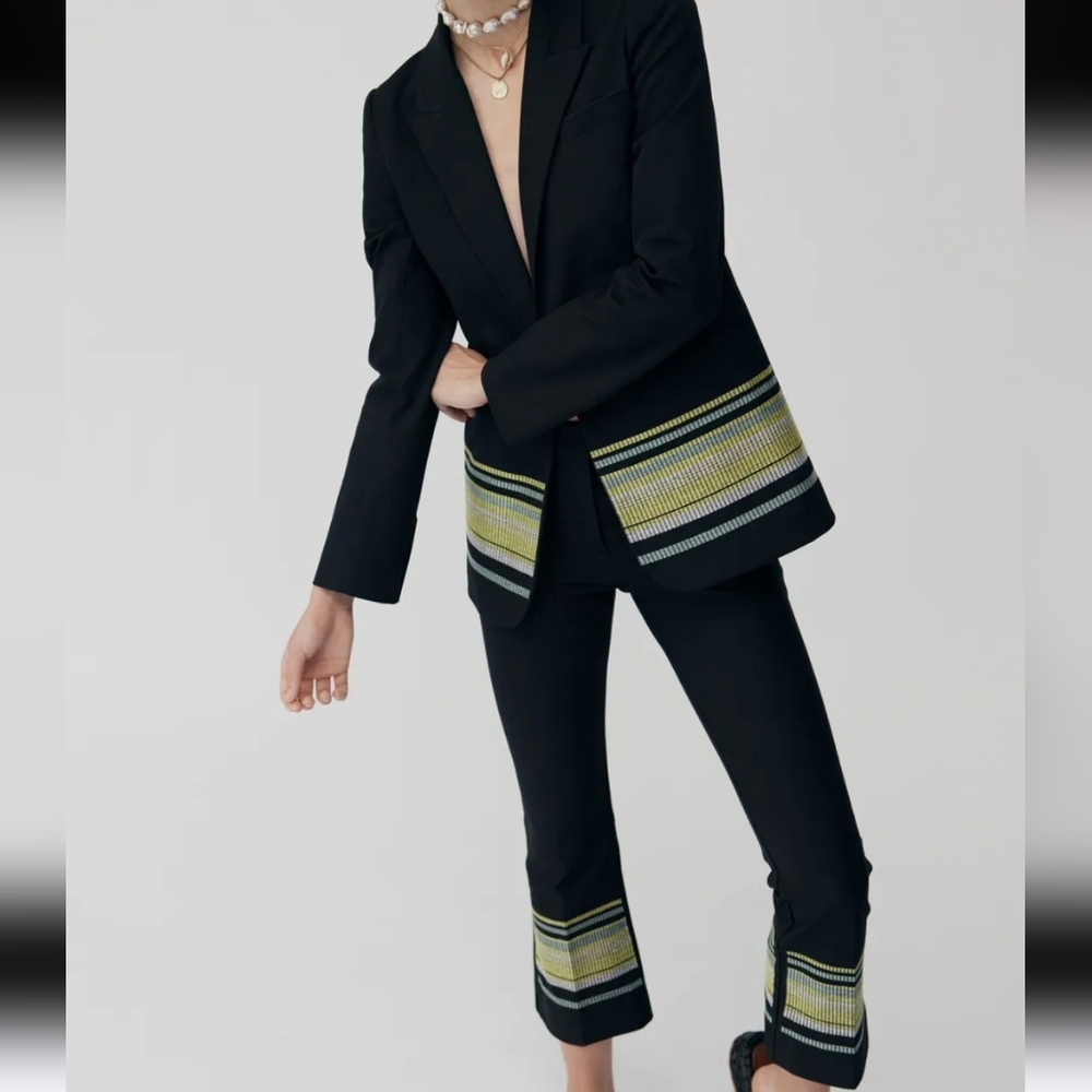 Derek Lam 10 Crosby Embroidered Blazer And Crop Pant Set